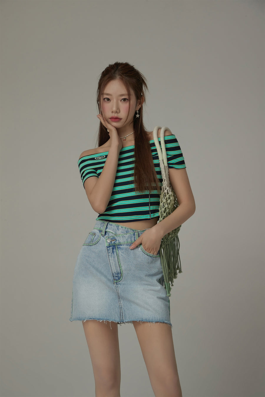 CHUU A-Line Denim Mini Skirt