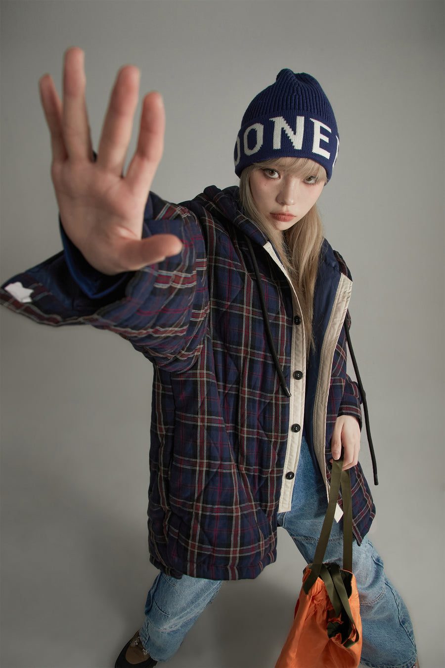 CHUU Check Loose-Fit Hooded Jacket