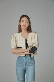 Puff Sleeve Coco Tweet Crop Jacket