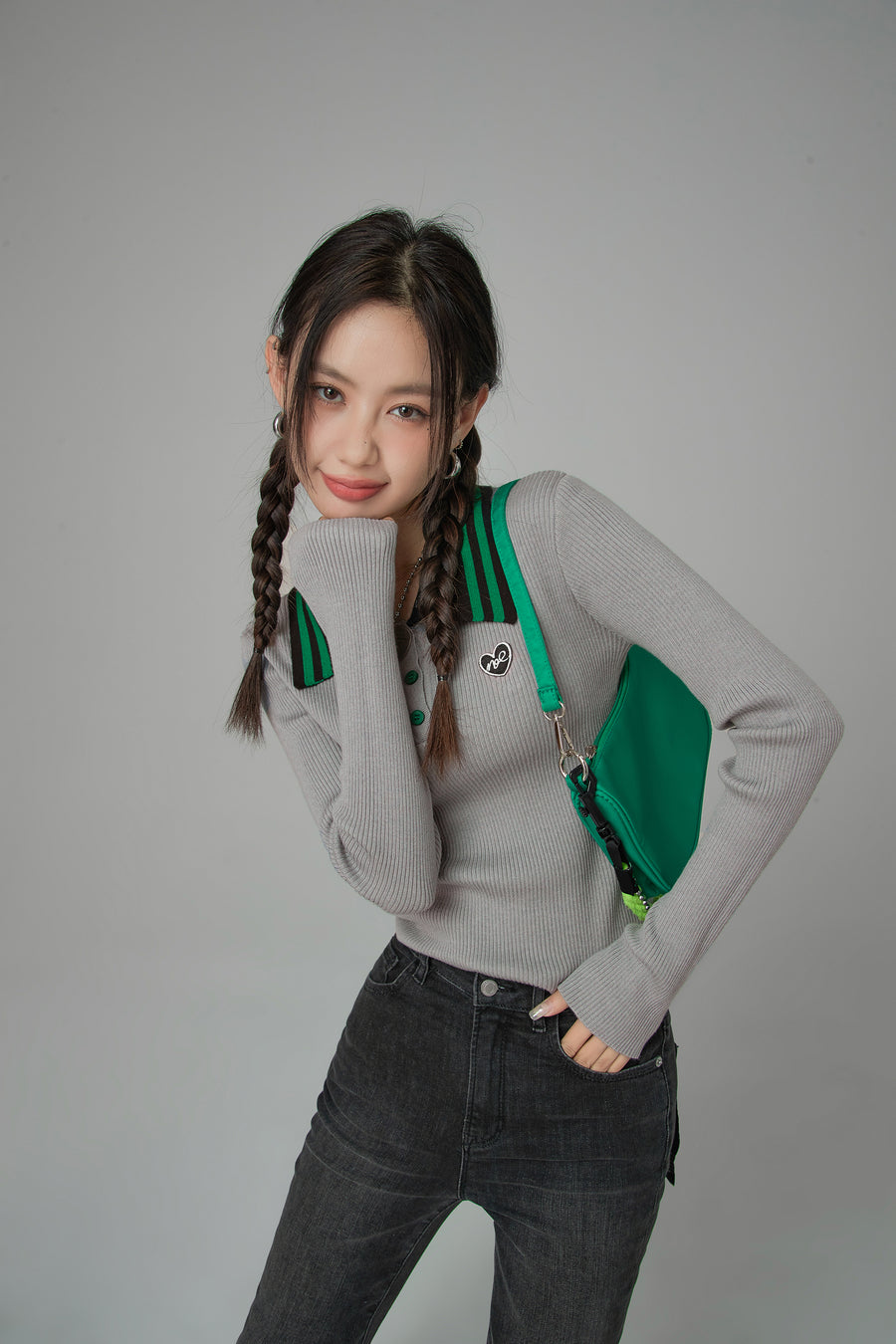 CHUU Go To Galleries Polo Knit Top