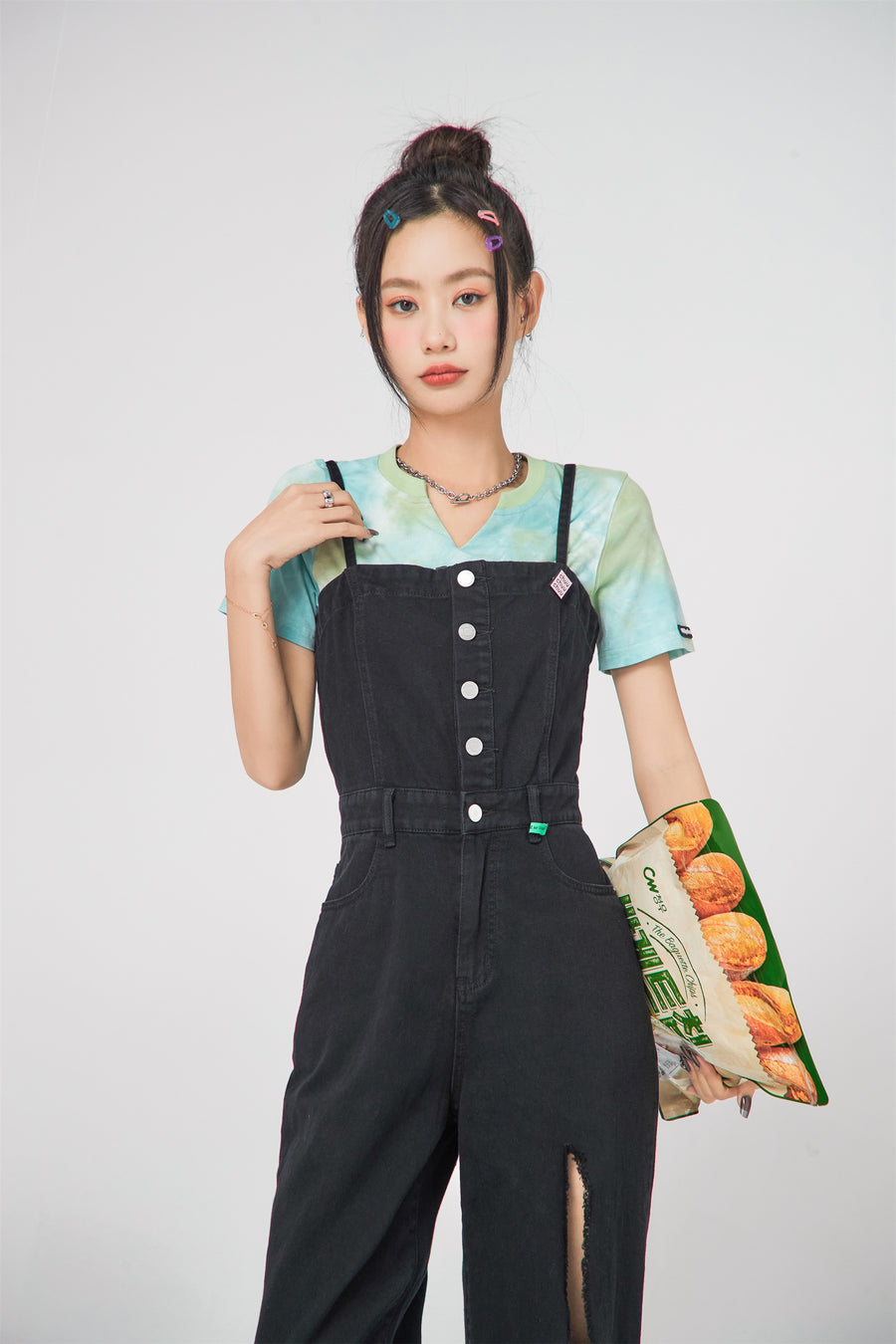 CHUU Slit Wide Jumpsuit