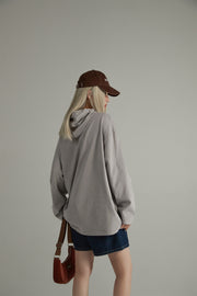 Basic Loose Fit Neck String Hoodie