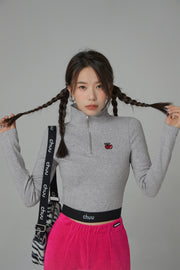 Love Zone Cherry Half-Zip Cropped T-Shirt