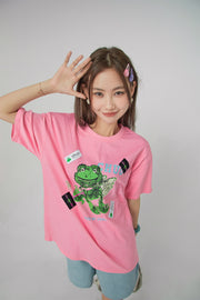 Happy Frog Is An Angel Print T-Shirt