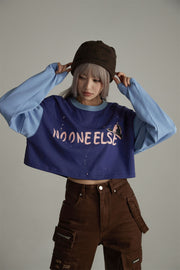 Painted Logo Oversized Crop Sweatshirt