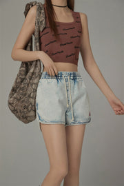 String Denim Shorts