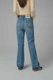 Written Notes Slim Bootcut Denim Jeans