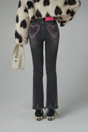 Heart Pocket Bootcut Denim Pants