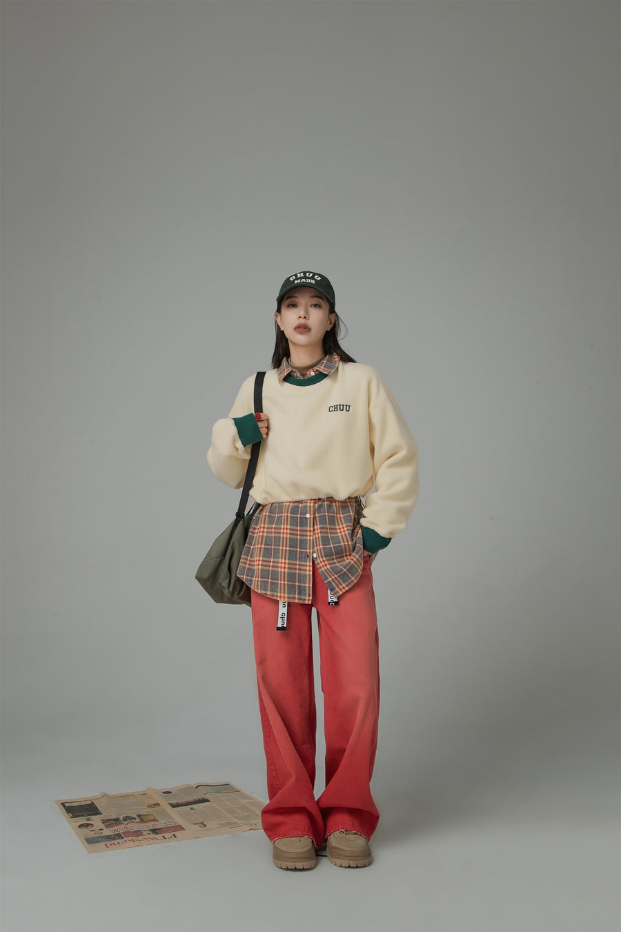 CHUU Vintage Check Loose Shirt