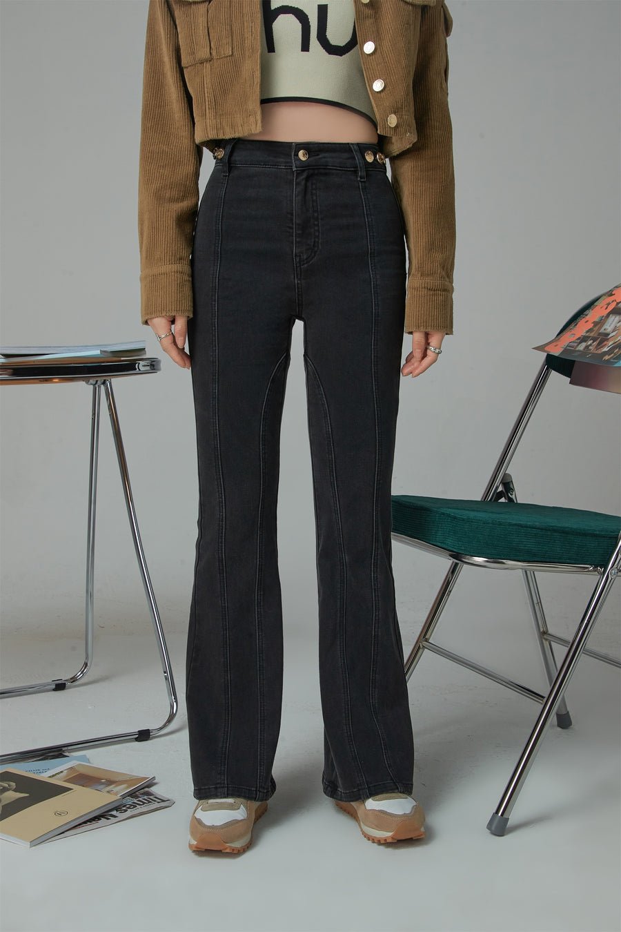 CHUU Standing In Front Of You Slim Bootcut Denim Jeans