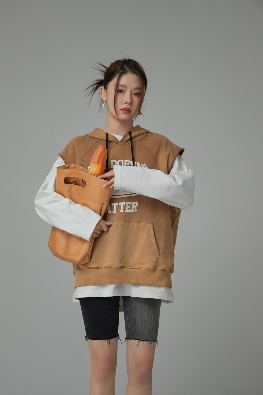 CHUU Size Doesnt Matter Cotton Sleeveless Hoodie