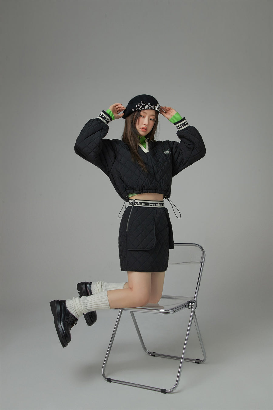 CHUU Way Too Good Quilted Mini Skirt