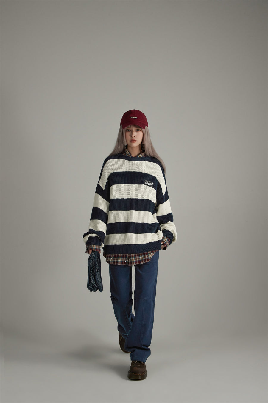 CHUU Stripe Loose Fit Knit Sweater