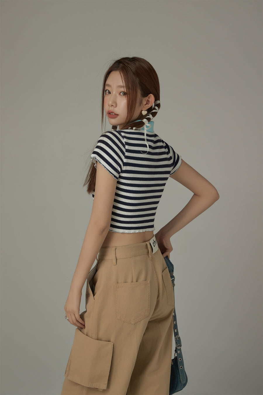 CHUU Striped Zip-Up T-Shirt