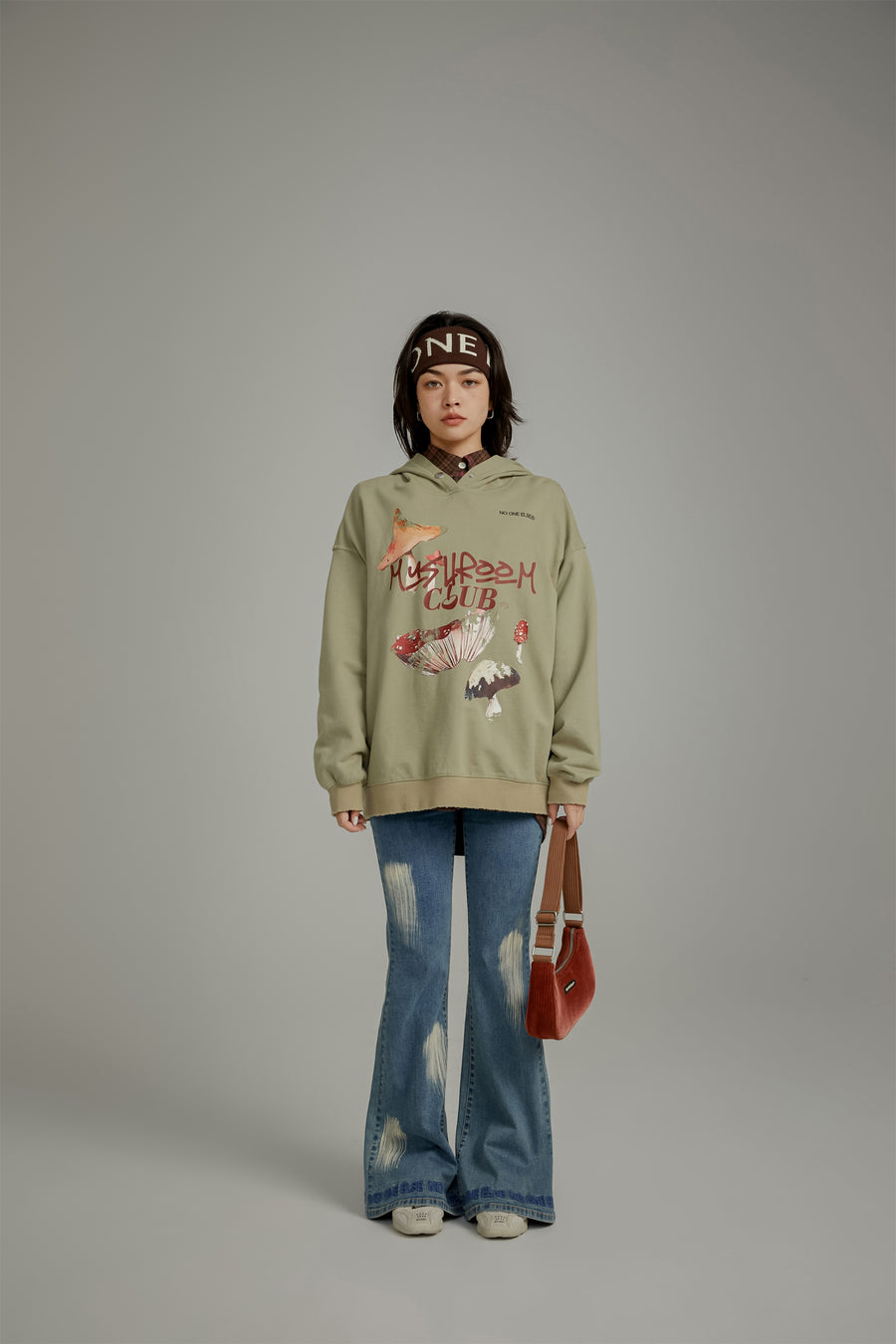 CHUU Mushroom Club Loose Fit Hoodie