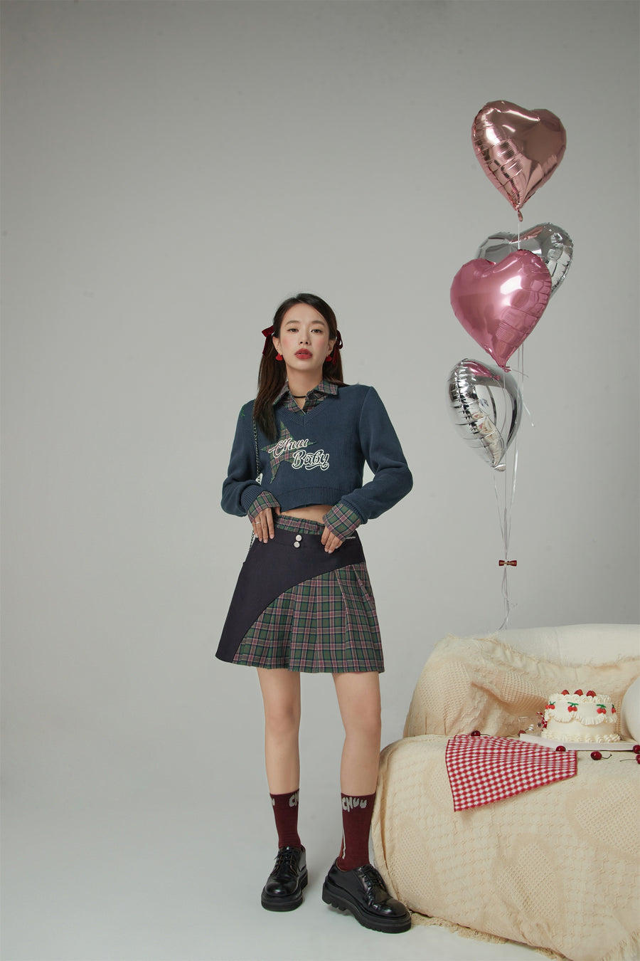 CHUU Prepared For This Moment Cropped Check Shirt