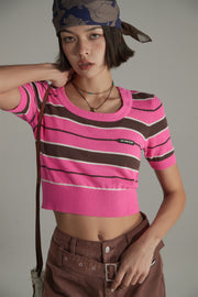 Striped Cropped Knit Top