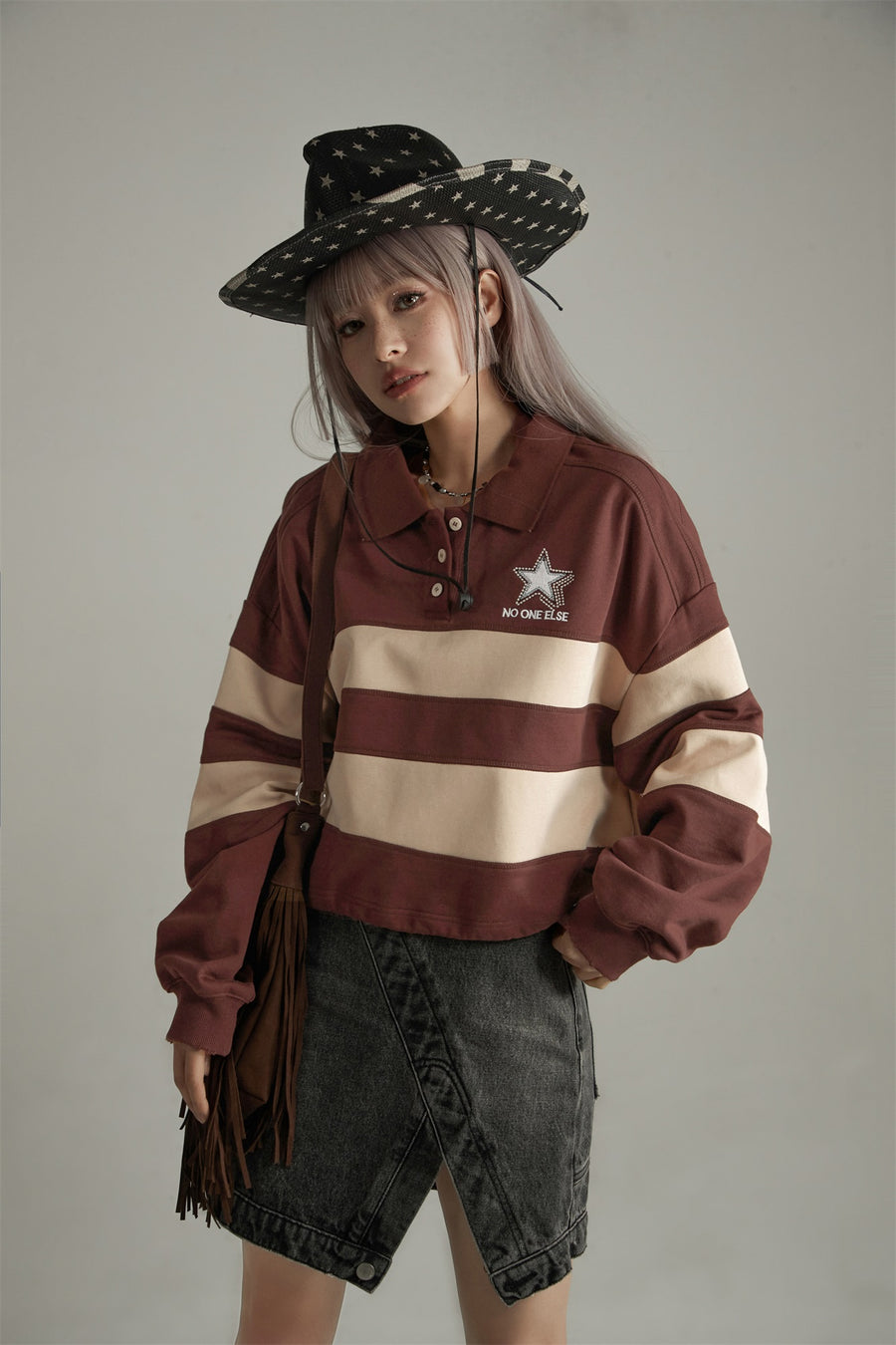 CHUU Polo Neck Vintage Sweatshirt