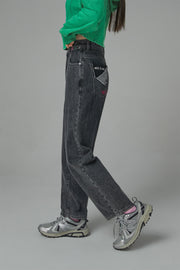 Fortune And Fame Straight Brushed Denim Pants