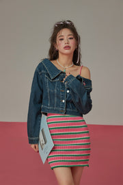 Off Shoulder Denim Jacket