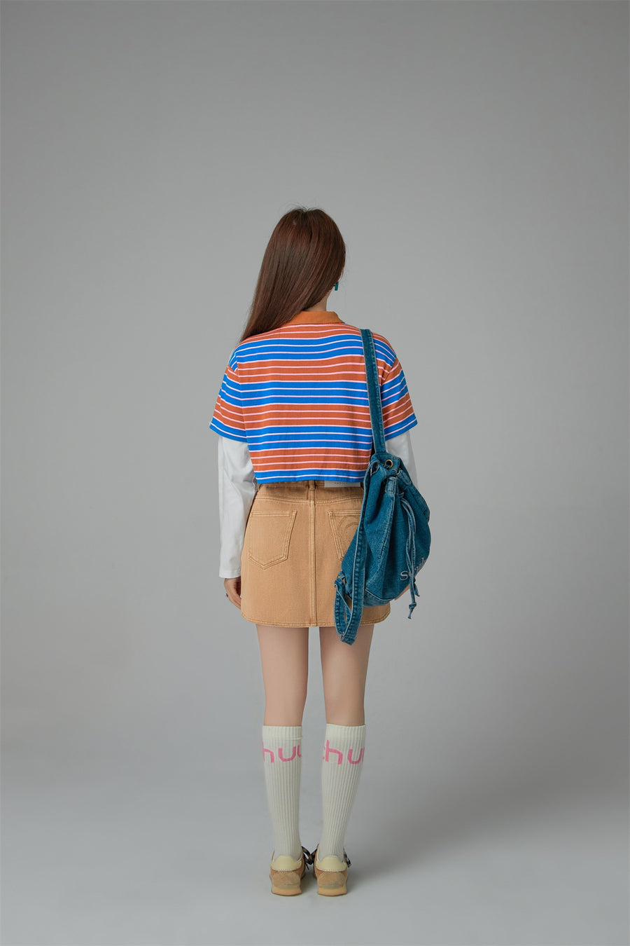 CHUU Only Upwards Color Stripe Crop T-Shirt