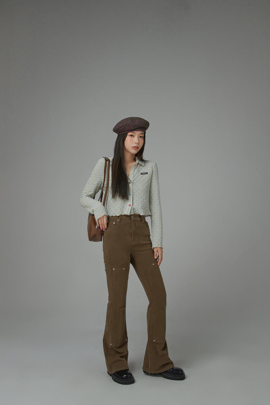 CHUU Better Than Ever Heart-Embroidered Bootcut Pants