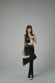 Slit Bootcut Crisscross Band Pants