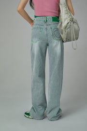 Trendsetter Wide Multi-Pocket Denim Asymmetrical Pants