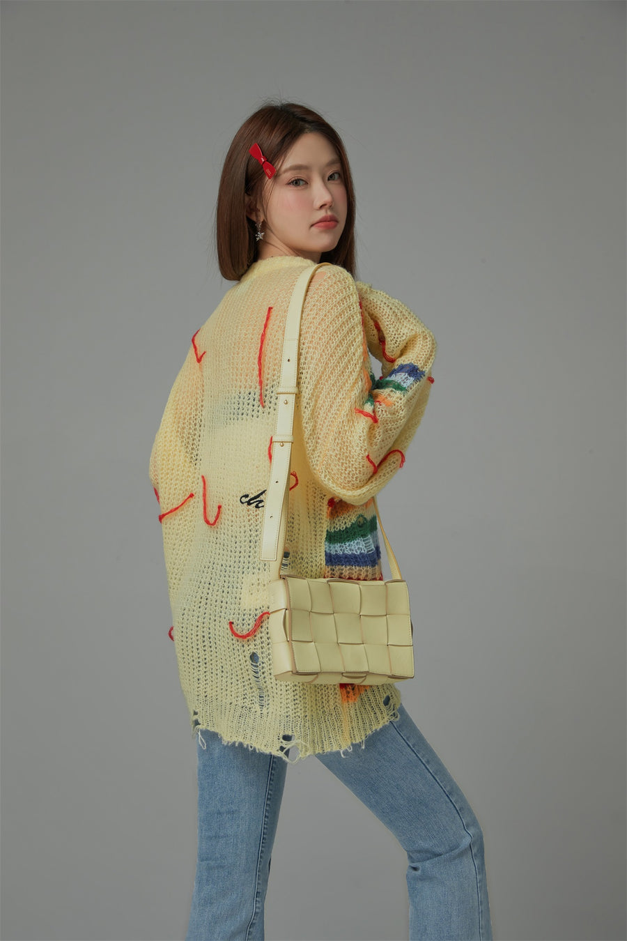 CHUU Rainbow Stripe Knit Sweater