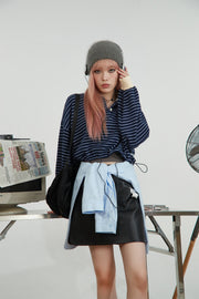 Stripe Loose Fit Crop Sweatshirt