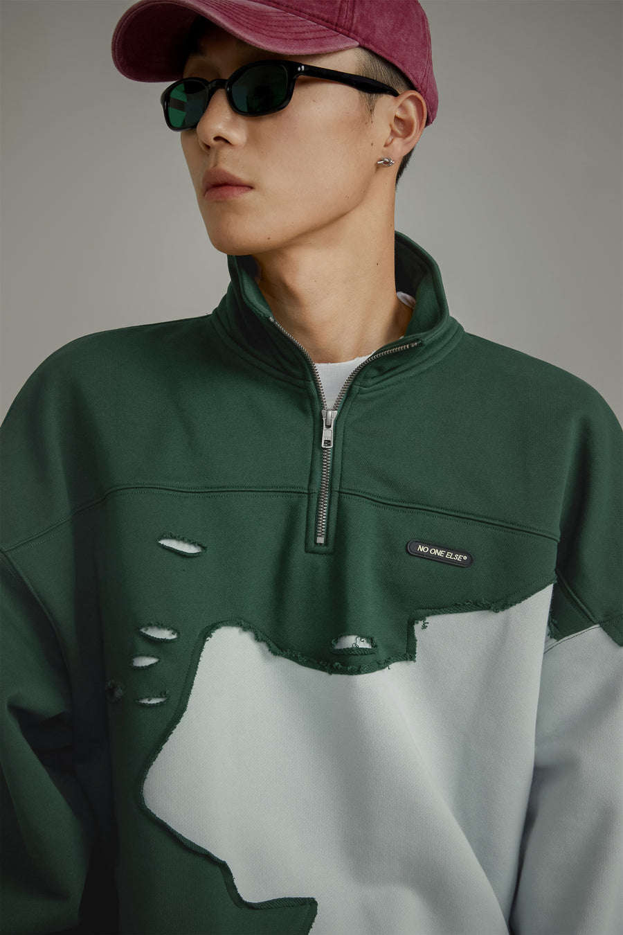 CHUU Color Matching Half Zip-Up Sweatshirt