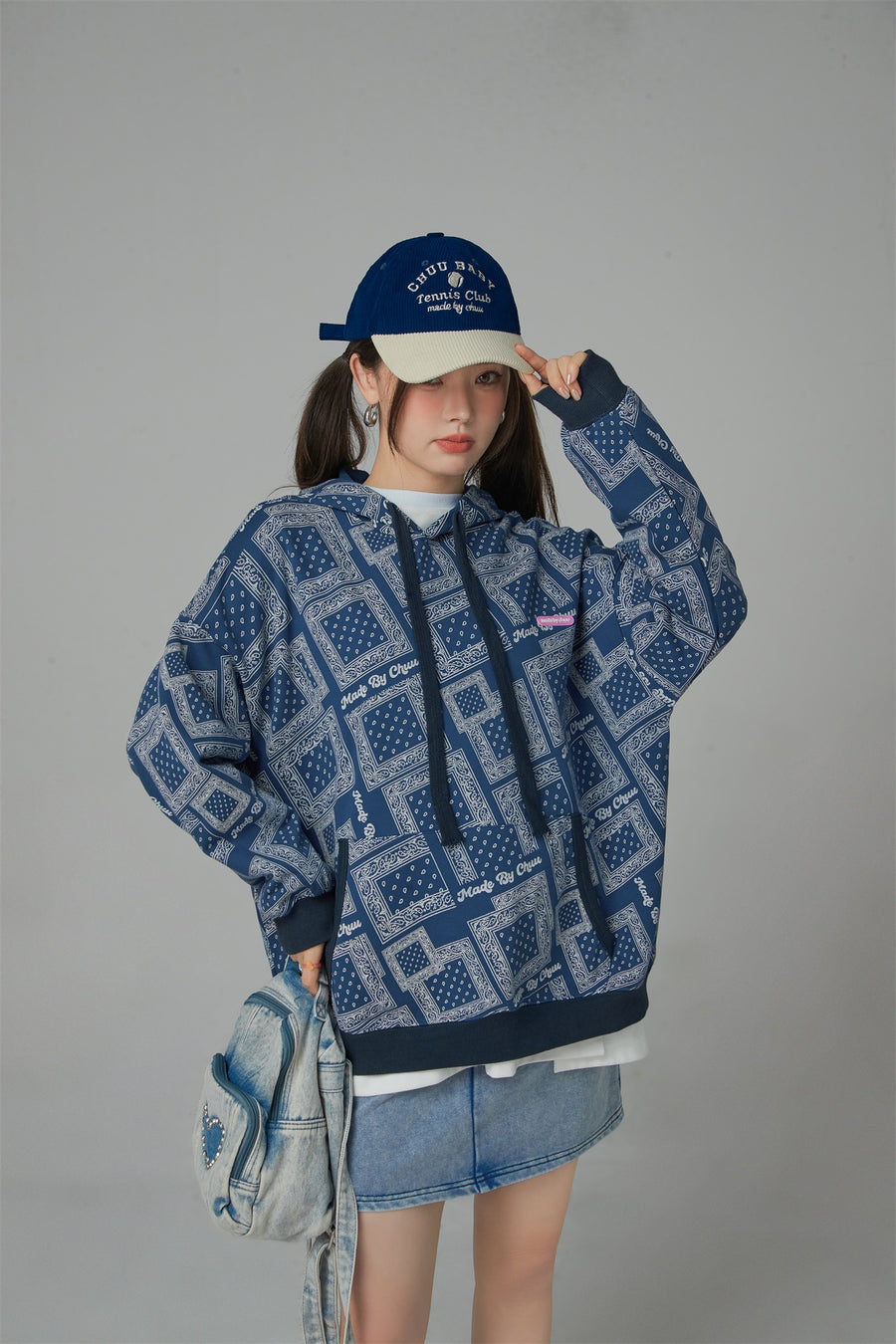 CHUU Paisley Squares Pocket Hoodie Sweatshirt