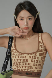 Size Doesnt Matter Lettering Cropped Sleeveless Top