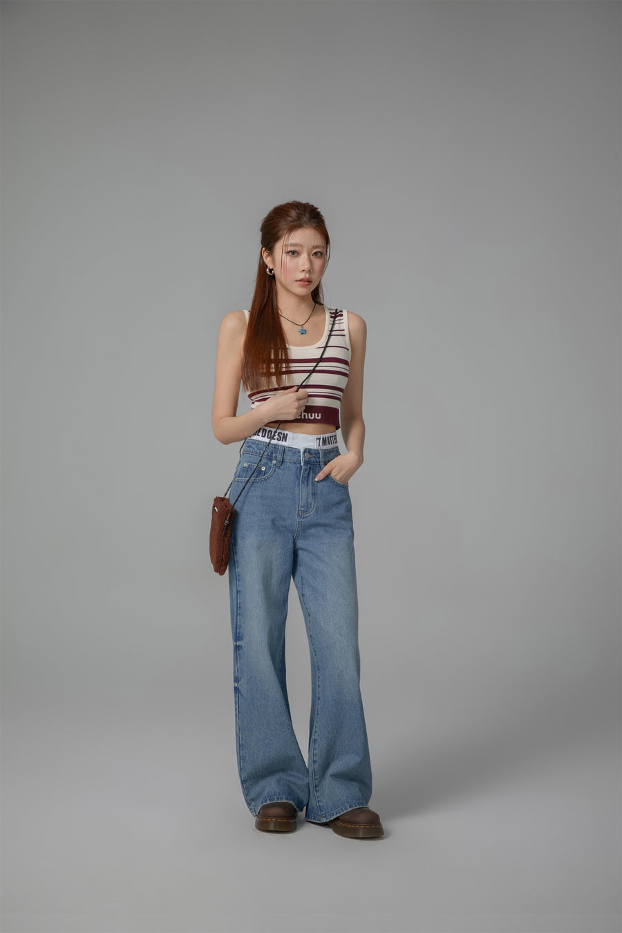 CHUU Striped Knit Sleeveless Crop Top