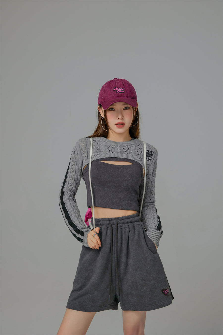 CHUU Positive Spark Knit Maxi Crop Top