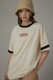 Chuu Color Matching Line Loose Fit T-Shirt