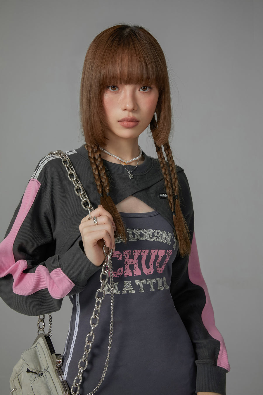 CHUU Diagonal Bolero Sweatshirt