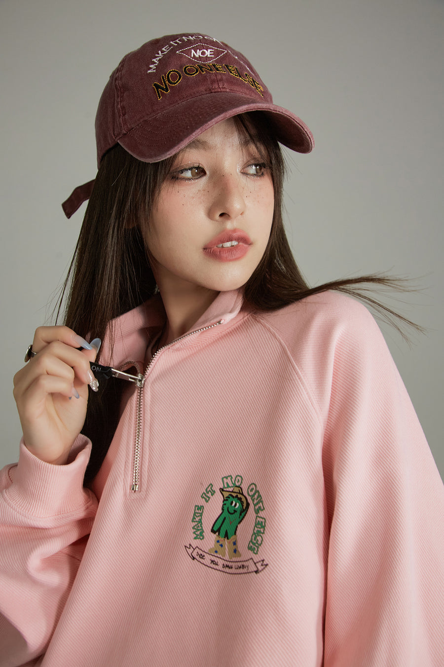 CHUU Half Zip Up Oversize Sweater