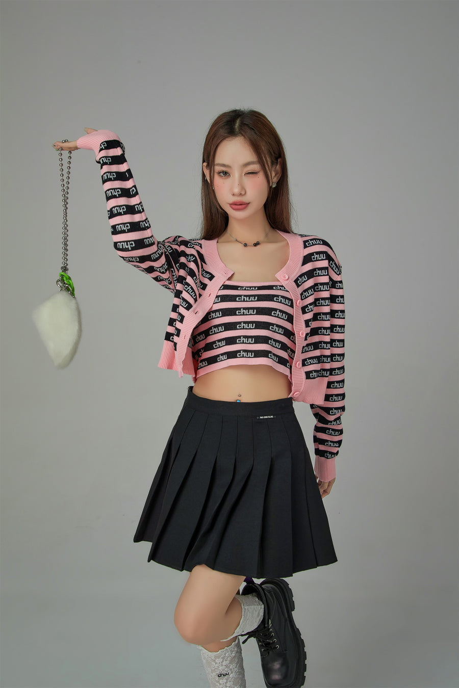 CHUU Chuu Logo Stripes Crop Cami Top