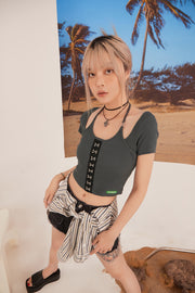 Double Layer Hook Crop Top