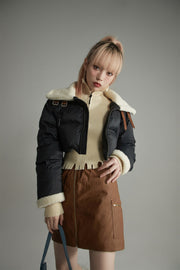 Fleece Collar Crop Padded Jacket