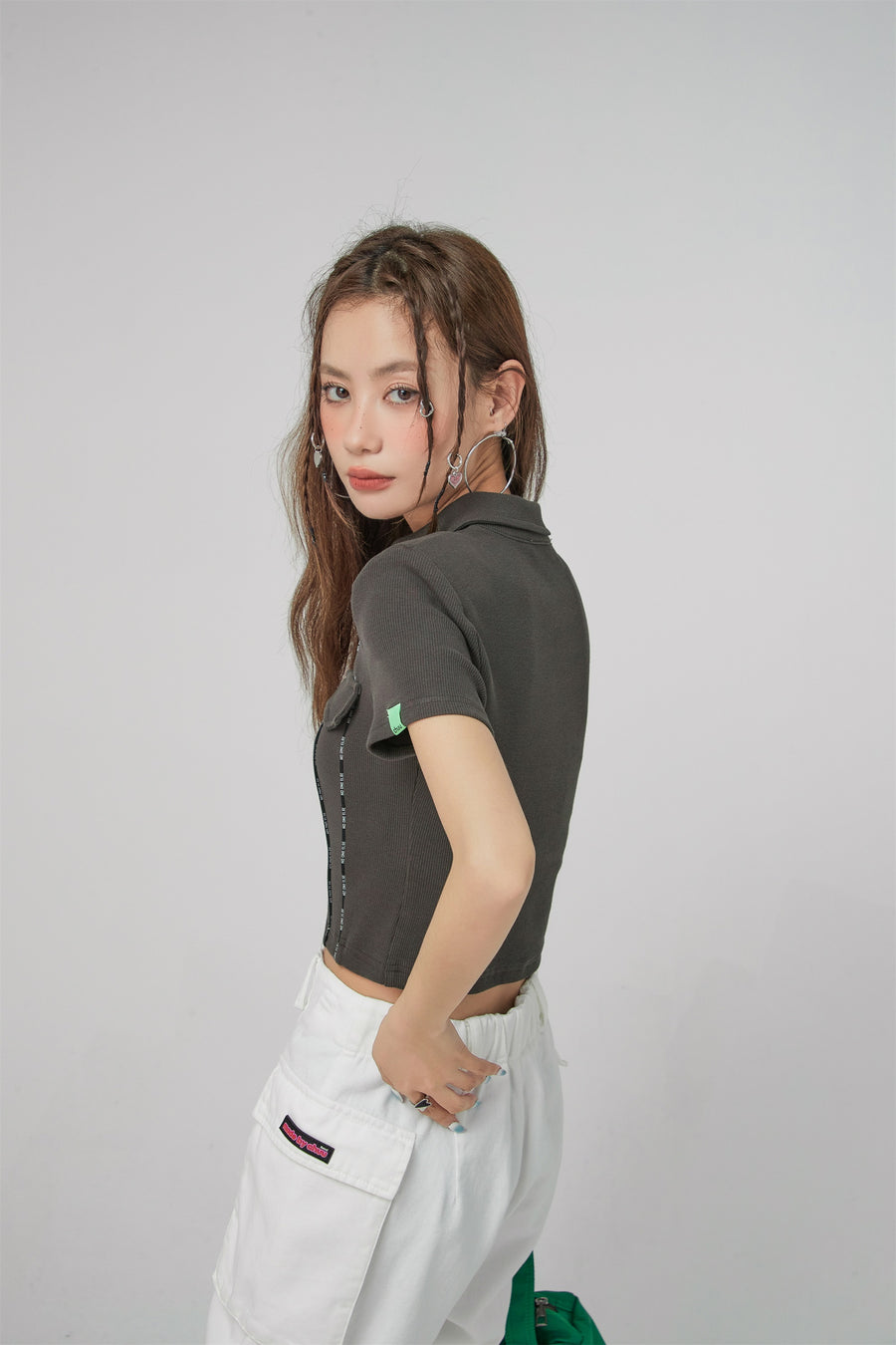 CHUU Zip-Up Short-Sleeve Cardigan