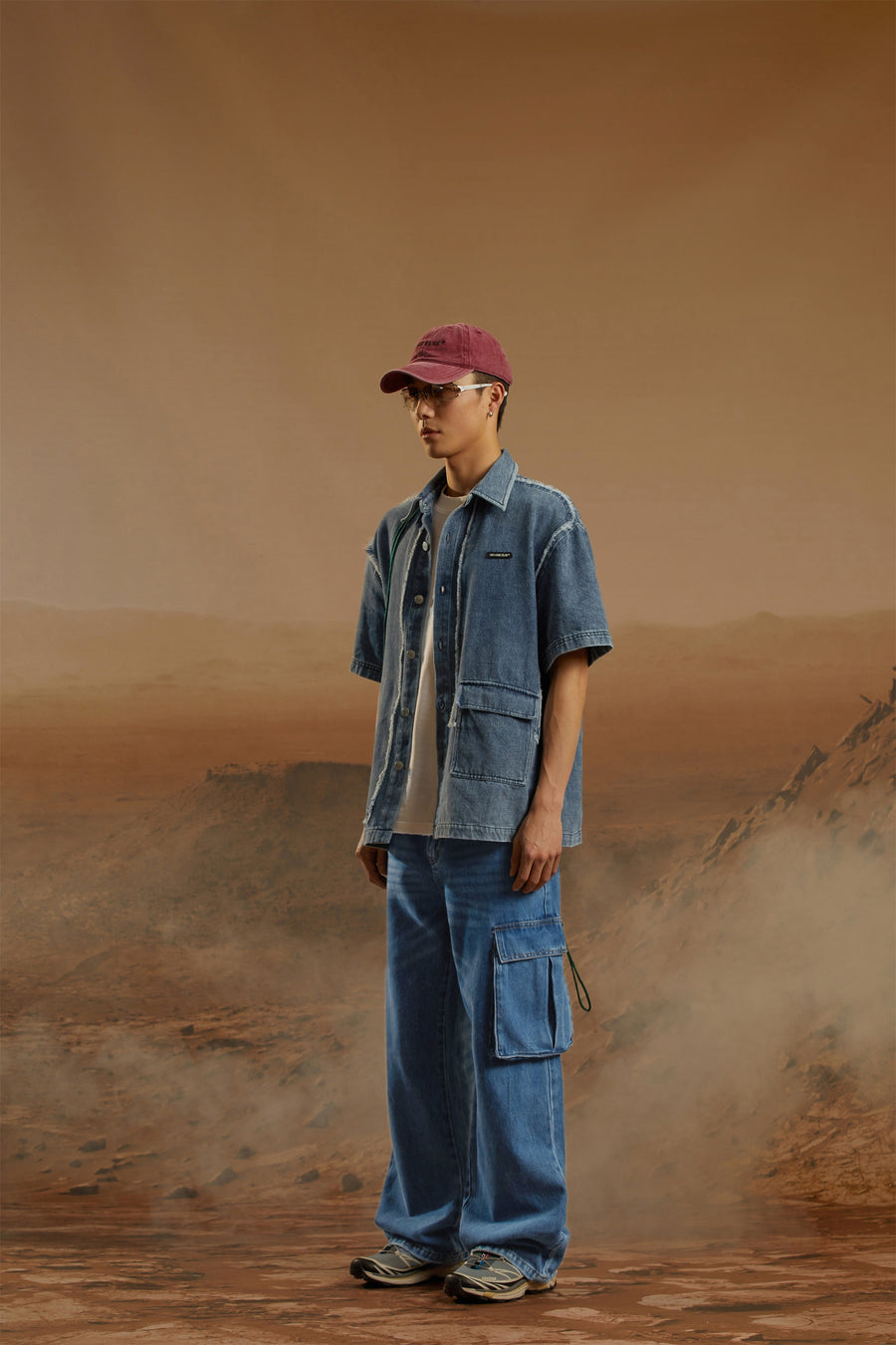 CHUU Long Cargo Pockets Wide Jeans