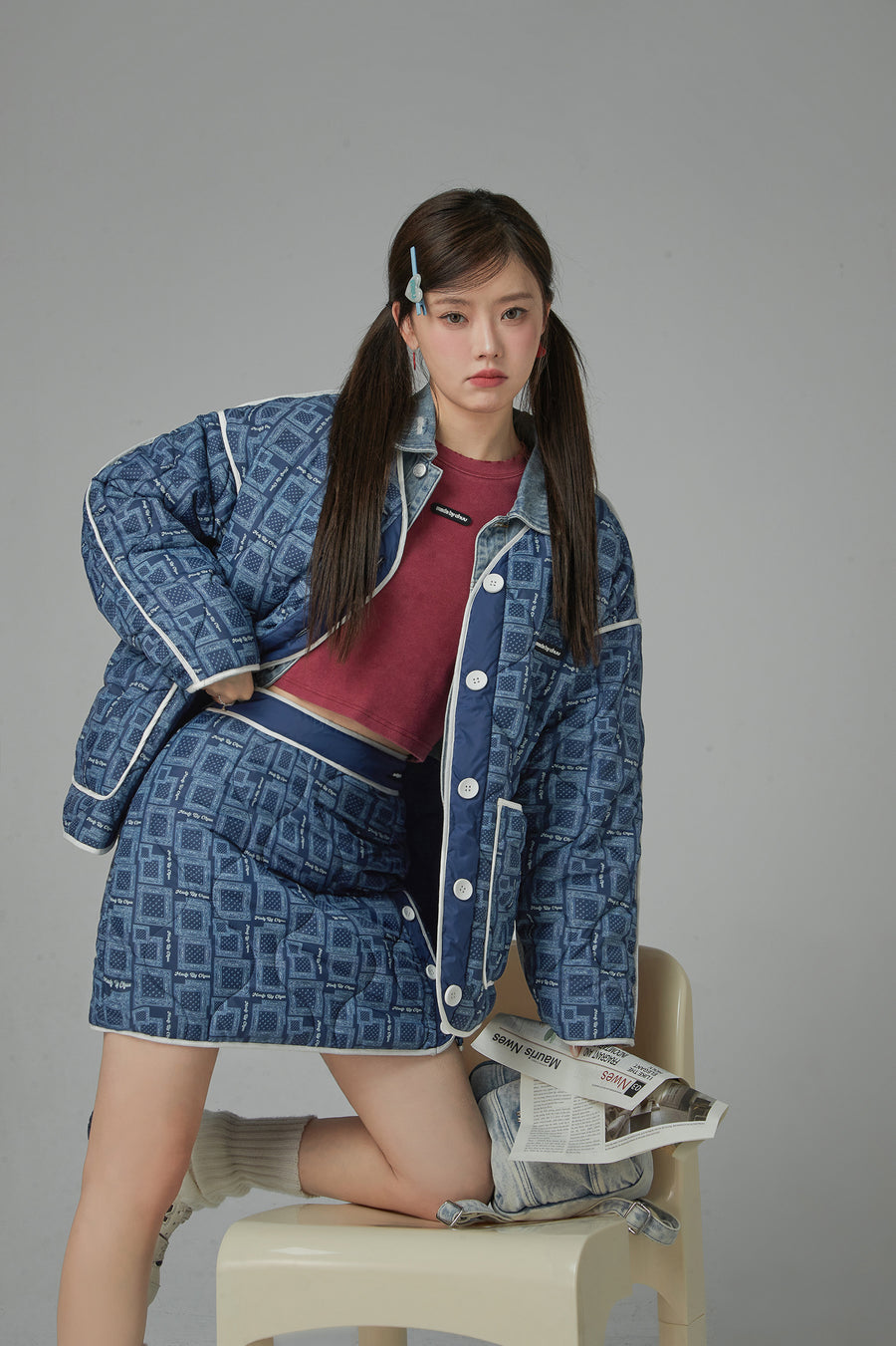 CHUU Never Coming Back Quilted Mini Skirt