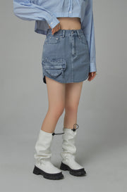 Heart Pocket Denim Skirt