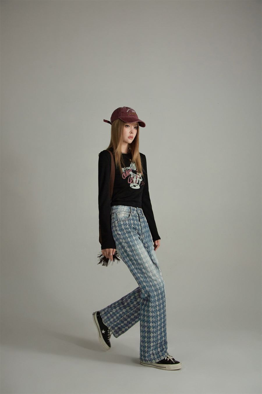 CHUU Slim Printed Cropped T-Shirt