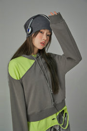 Cutout Shoulder Hoodie Sweatshirt