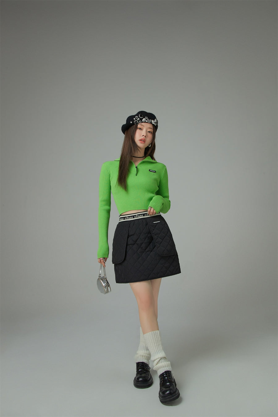 CHUU Way Too Good Quilted Mini Skirt