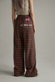 Check Wide Casual Stright Pants