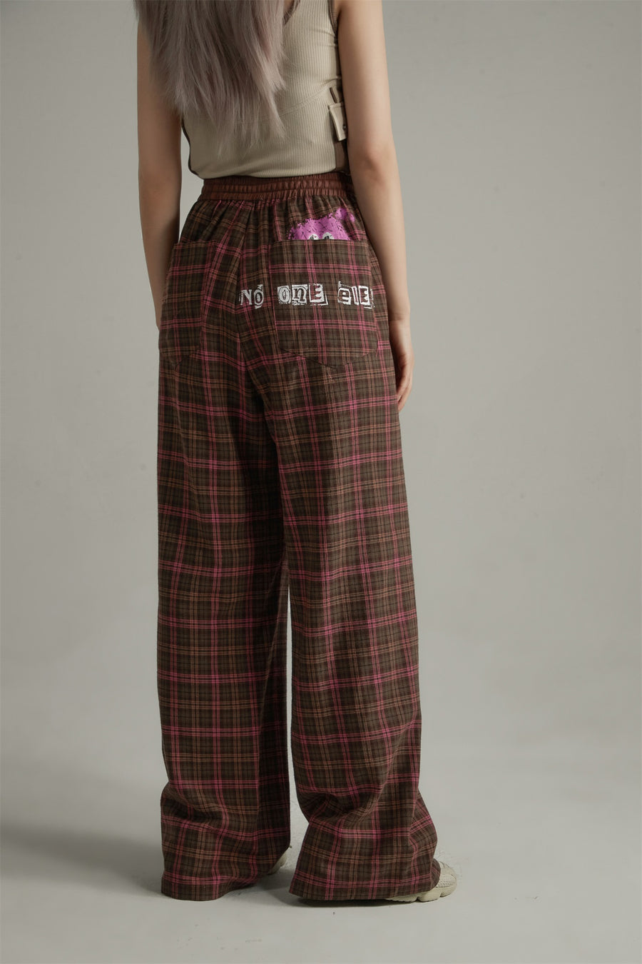 CHUU Check Wide Casual Stright Pants